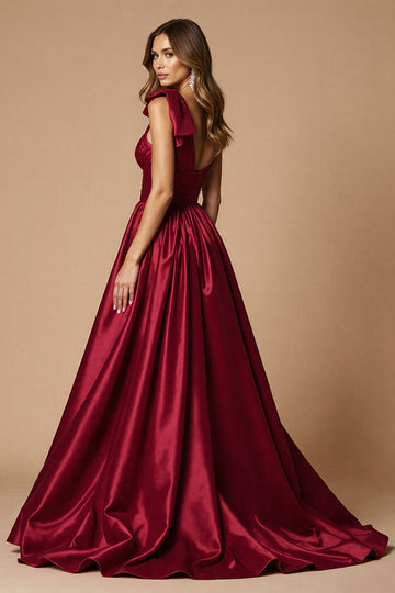 Burgundy One Shoulder Long Prom Dress
